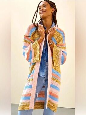 Anthropologie Striped Open-Front Cardigan
